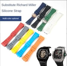 Screw Rubber Watch Band Men's Waterproof Silicone strap 25mm Fits Richard Mille