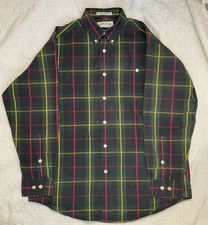 Orvis Shirt Men’s Medium Check tartan Green Striped Cotton Long Sleeve
