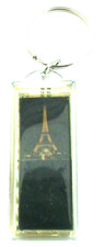 Solar powered Paris keyring, Eiffel Tower & Arc De Triomphe images, split ring