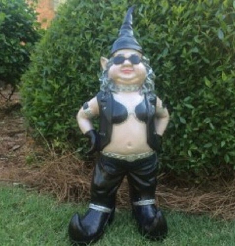 Biker garden gnome couple - garden,