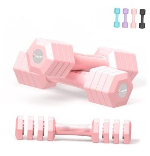 Pink adjustable dumbbells set - adjustable,