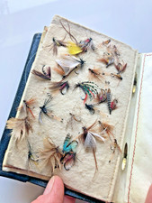 Vintage Leather Fly Fishing Cast & Leader Wallet-Quantity of Hand Tied Old Flies