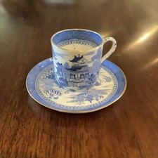 COPELAND SPODE Blue Japanese Pattern DEMITASSE TEA CUP & SAUCER 1800’s