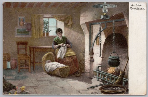 Irish farmhouse postcard - farmhouse,