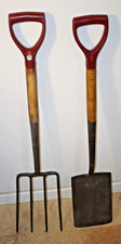Vintage 1980's Spear & Jackson England Socketed Red Handle Spade & Fork Set 97cm