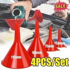 4Piece Plastic Funnel Set – Easy Pouring for Kitchen, Garage, Garden, Fuel & Oil