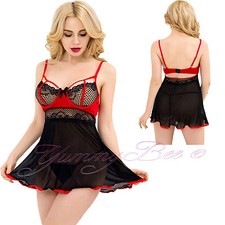 Babydoll Sexy Lingerie Black Dress Nightwear Chemise Negligee  Plus Size 8-24 UK
