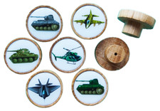 SET of 6  Design Print Wooden