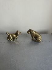 Vintage Solid Brass Little Poodle And St Bernard dog Ornament Figurine