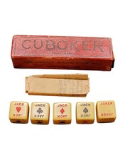 Vintage Cuboker Poker Dice Game w/ Box & Instructions 1930s Bakelite Set 