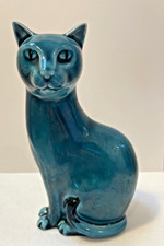 POOLE POTTERY  SMALL  BLUE CAT  6.5 inches (16cm) 