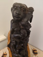 AFRICAN MAKONDE "UJAMAA ", TREE OF LIFE CARVING SCULPTURE in Ebony, TANZANIA