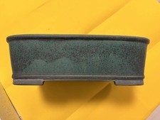 Koyo Pot Japanese Bonsai Pot Rectangular Shape Made by Aiba Koyo Deep Green
