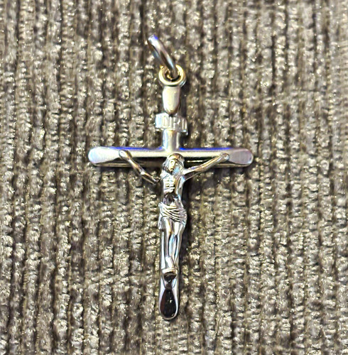 Silver tone crucifix - silver-tone,