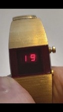 Vintage 1970s Gold Plated Red LED Watch