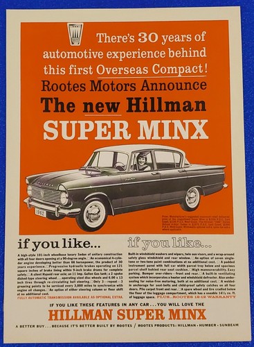 1962 hillman super minx print - hillman,