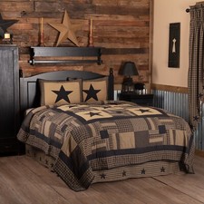 Black Check Star Queen Quilt