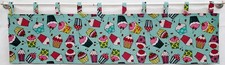 Teal Cupcake Tab Top Valances
