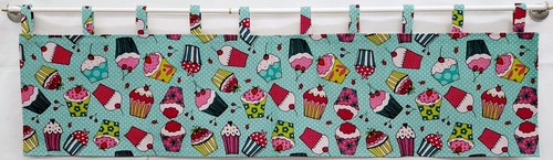 Teal cupcake tab top valances - cupcake,