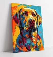 MULTI COLOUR PORTRAIT OF LABRADOR DOG HOME DECOR CANVAS WALL ART PICTURE PRINT