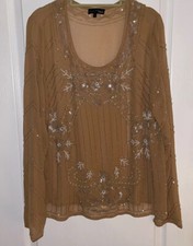 Next Ladies Signature Gold Chiffon Embellished Blouse Size 16 BNWOT
