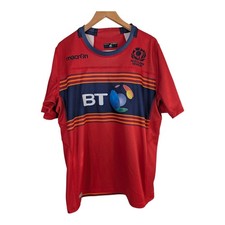 Scotland Rugby Shirt Mens 2XL 48" Red Jersey Union Away Top Macron 2014-2015 Vgc