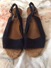 Ladies Navy Blue Leather Suede