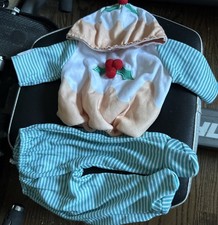 Tiny Treasures Doll  Clothes  Christmas  Pudding 3 Piece Top Hat Leggings 