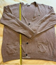 Lacoste cardigan mens  XXL (Lacoste size 7).  Beige, pockets, button front.