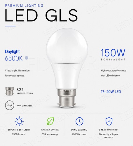 B22 gls led - bulbs, 17-20w