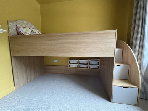 Oak mid sleeper cabin - sleeper, bed