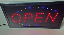 Flashing LED “OPEN” Sign – Red & Blue Light Display, Shop Window Sign