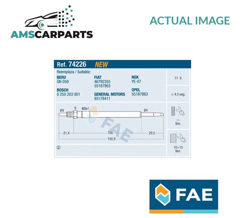 Engine glow plug 74226 - plug, fae