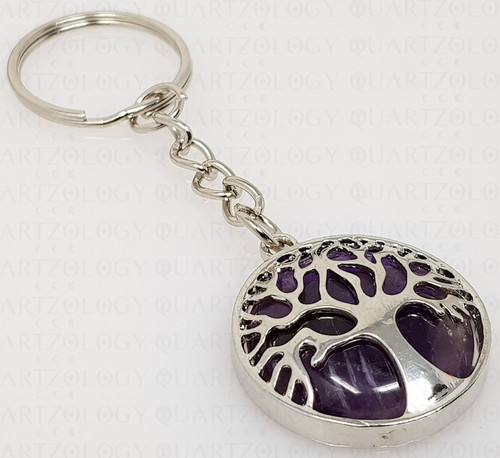 Amethyst crystal keyring - keyring, key