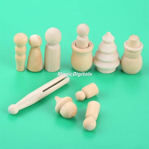 1set blank natural wooden peg - wooden,