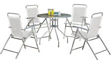 Home 4 Seater Folding Metal Patio Set - Siler | Table and Chairs Patio Set