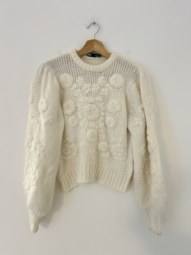 Zara cream flower knit - cream, 3d