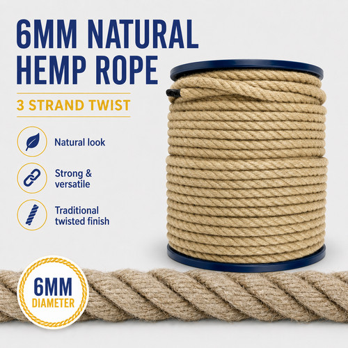 6mm natural hemp rope - hemp, a