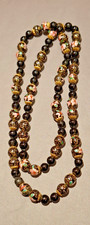 Costume Jewellery Necklace Black Floral Chinese Cloisonne 76cm approx