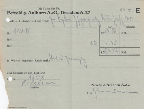 Dresden letter 1940 petzold - dresden,, 1940,