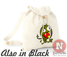 Green monster backpack scary holiday school college organic cotton day bag