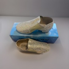 Girls Double Platinum Glitter Jazz Dance Shoes Size 4 New In Box