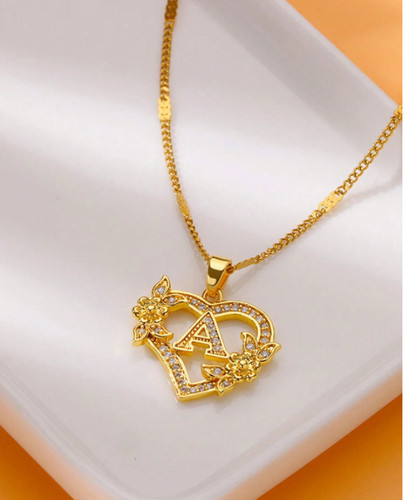 Gold initial letter - letter, necklace