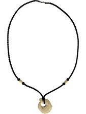 Vintage Bone Koi Pendant Necklace Chinese Style 32” Cord 2” Pendant