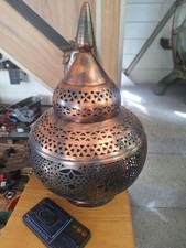 Large Bronzed Metal Filigree Moroccan Table Lantern