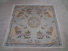 Throw  Shawl Oriental Design  Multicoloured Fringe Edge 54"  Square 