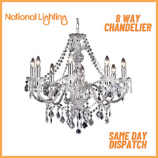 JOANNE 8 Way Pendant Chandelier E14 Dimmable Ceiling Lights with Jewel Droplets
