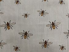 Bee Stripe Cotton Fabric Sea