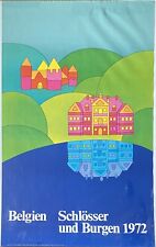 1972 Original vintage classic Travel tourism Belgian  Belgium cool art poster