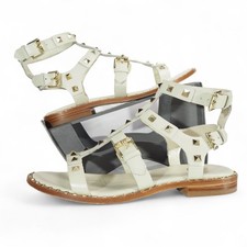 ASH Studded Leather Gladiator Sandals Women's 9/39 White / Gold Accents